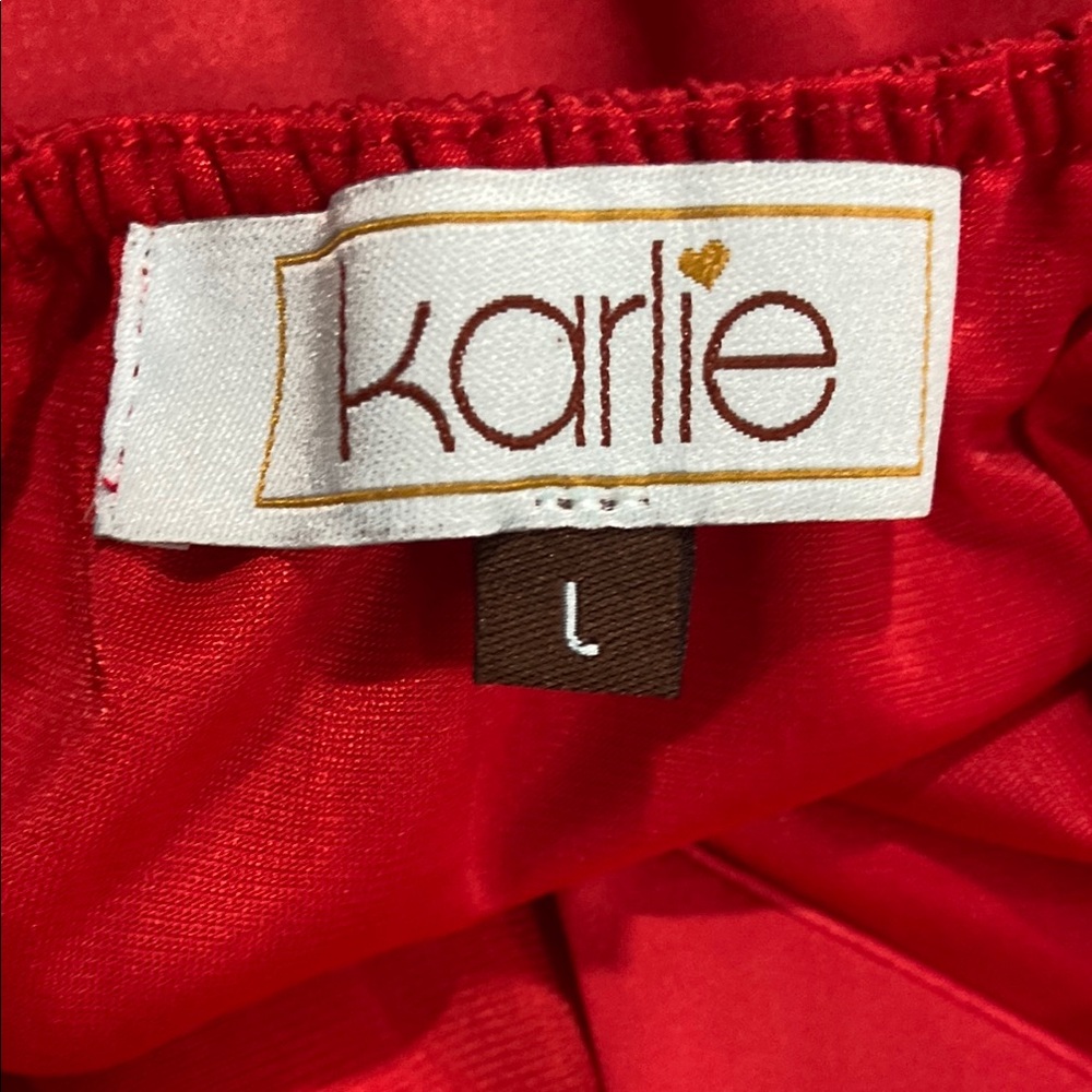Karlie Red Asymmetrical Embellished Tank Top - Picture 2 of 4
